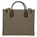 GUCCI GG Supreme Donald duck Hand Bag PVC 2way Beige Gold 648134 Auth 161733SAM-3