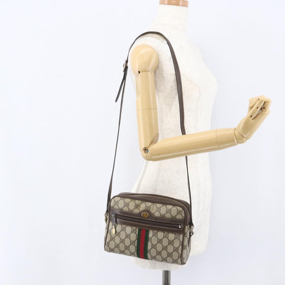 GUCCI GG Supreme Web Sherry Line Shoulder Bag PVC Beige 010 378 Auth 161738