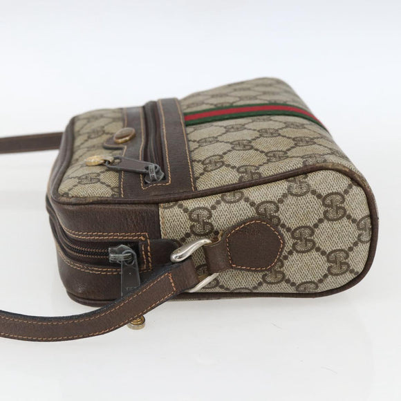 GUCCI GG Supreme Web Sherry Line Shoulder Bag PVC Beige 010 378 Auth 161738