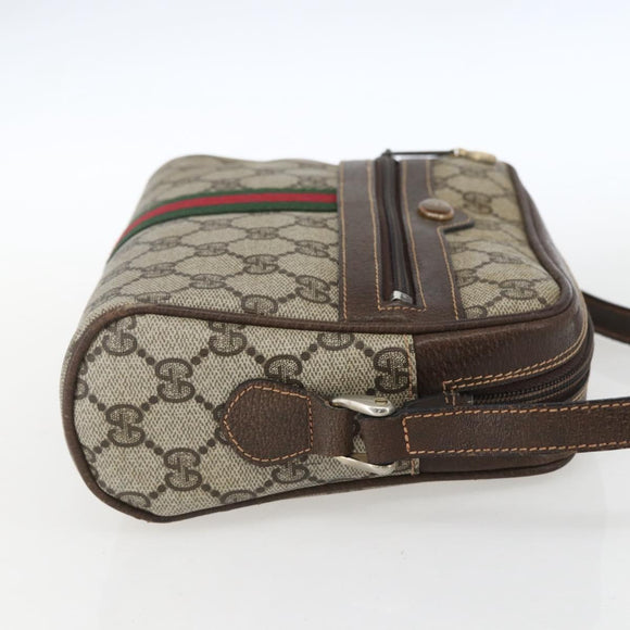 GUCCI GG Supreme Web Sherry Line Shoulder Bag PVC Beige 010 378 Auth 161738