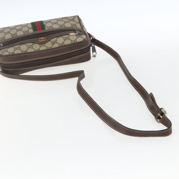 GUCCI GG Supreme Web Sherry Line Shoulder Bag PVC Beige 010 378 Auth 161738