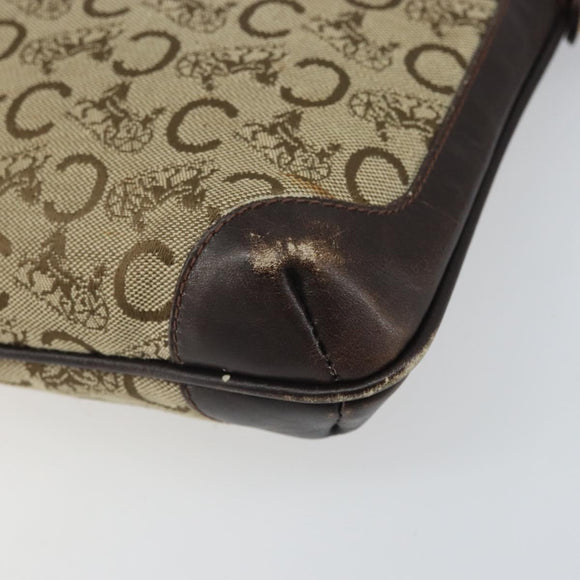 CELINE C Sulky Shoulder Bag Canvas Beige Gold Auth 161739