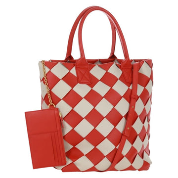 BOTTEGA VENETA INTRECCIATO Cabas Bag Leather 2way Orange Gold Auth 161744SAM