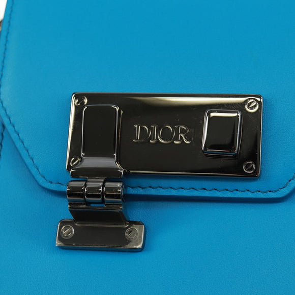 Christian Dior Shoulder Bag Leather Blue Silver Auth 161745M