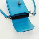 Christian Dior Shoulder Bag Leather Blue Silver Auth 161745M-15