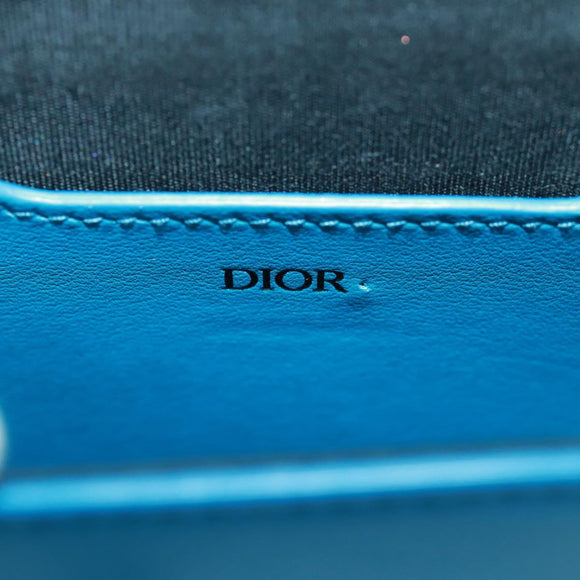 Christian Dior Shoulder Bag Leather Blue Silver Auth 161745M
