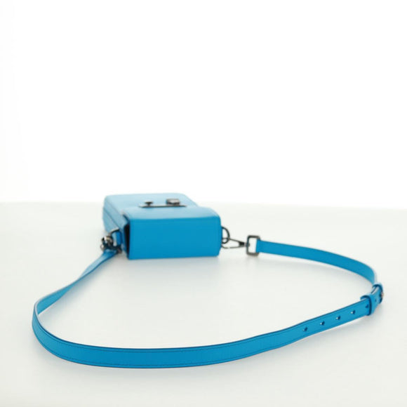 Christian Dior Shoulder Bag Leather Blue Silver Auth 161745M