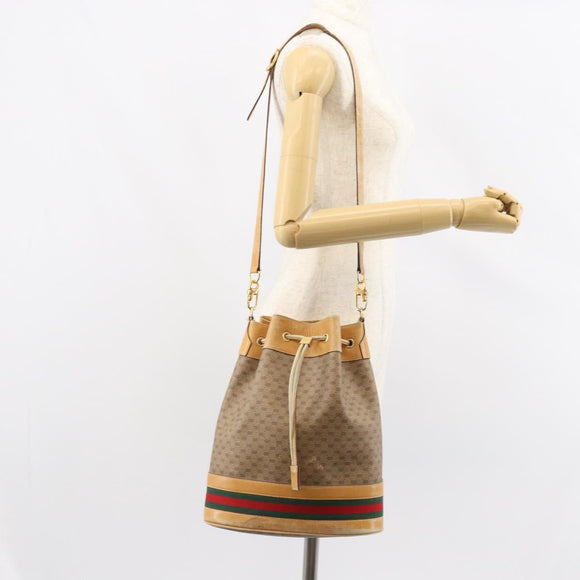 GUCCI Micro GG Supreme Web Sherry Line Bag PVC Beige 001 58 4793 Auth 161752