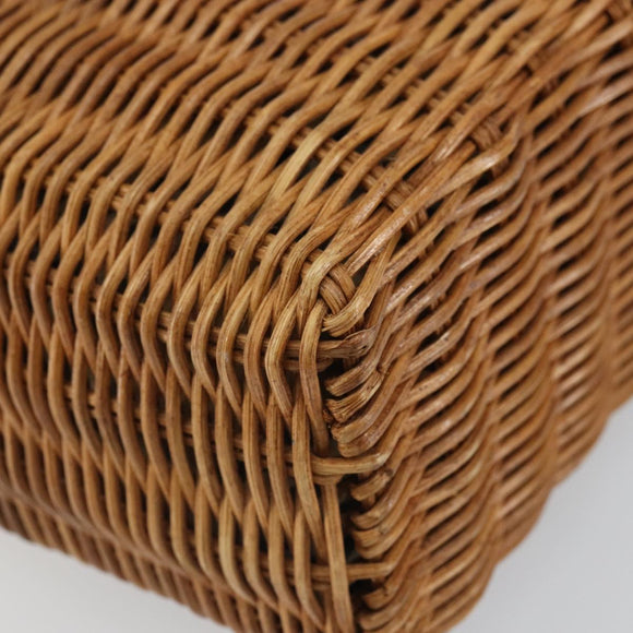 BURBERRY Blue Label Hand Bag Rattan Beige Silver Auth 161754