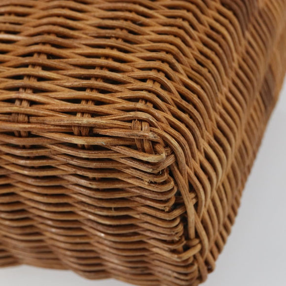 BURBERRY Blue Label Hand Bag Rattan Beige Silver Auth 161754