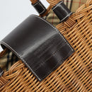 BURBERRY Blue Label Hand Bag Rattan Beige Silver Auth 161754-10