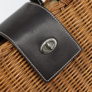 BURBERRY Blue Label Hand Bag Rattan Beige Silver Auth 161754-11