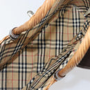 BURBERRY Blue Label Hand Bag Rattan Beige Silver Auth 161754-12