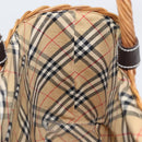 BURBERRY Blue Label Hand Bag Rattan Beige Silver Auth 161754-18