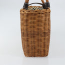 BURBERRY Blue Label Hand Bag Rattan Beige Silver Auth 161754-4