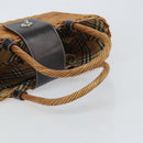 BURBERRY Blue Label Hand Bag Rattan Beige Silver Auth 161754-7