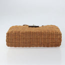 BURBERRY Blue Label Hand Bag Rattan Beige Silver Auth 161754-5