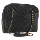 CHANEL Matelasse Chain Shoulder Bag Leather Black Gold CC Auth 161755-1
