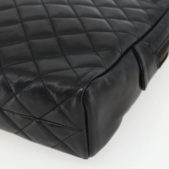CHANEL Matelasse Chain Shoulder Bag Leather Black Gold CC Auth 161755