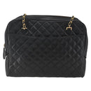 CHANEL Matelasse Chain Shoulder Bag Leather Black Gold CC Auth 161755-2