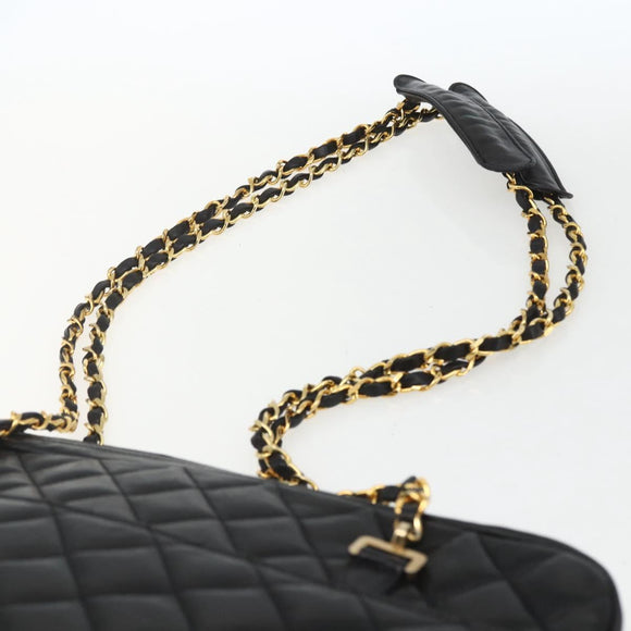 CHANEL Matelasse Chain Shoulder Bag Leather Black Gold CC Auth 161755