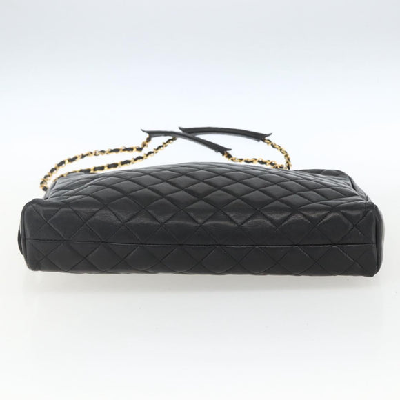 CHANEL Matelasse Chain Shoulder Bag Leather Black Gold CC Auth 161755
