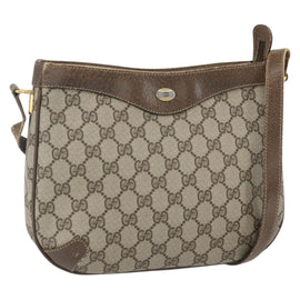 GUCCI GG Supreme Shoulder Bag PVC Beige Gold Auth 161756