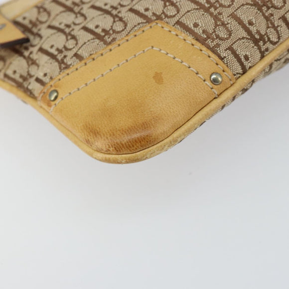 Christian Dior Trotter Canvas Street Chic Shoulder Bag Beige Silver Auth 161759