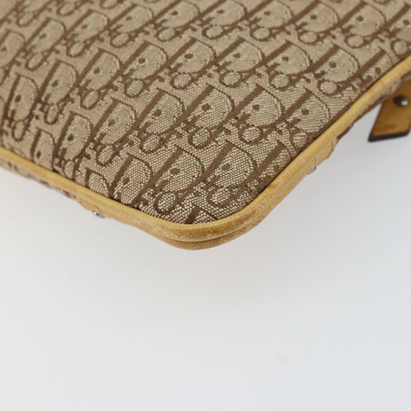 Christian Dior Trotter Canvas Street Chic Shoulder Bag Beige Silver Auth 161759