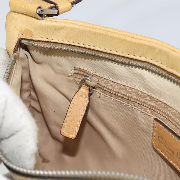 Christian Dior Trotter Canvas Street Chic Shoulder Bag Beige Silver Auth 161759