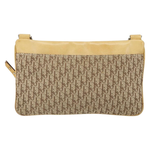 Christian Dior Trotter Canvas Street Chic Shoulder Bag Beige Silver Auth 161759