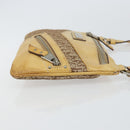 Christian Dior Trotter Canvas Street Chic Shoulder Bag Beige Silver Auth 161759-4