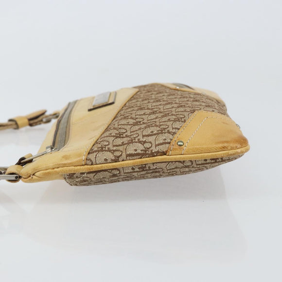 Christian Dior Trotter Canvas Street Chic Shoulder Bag Beige Silver Auth 161759