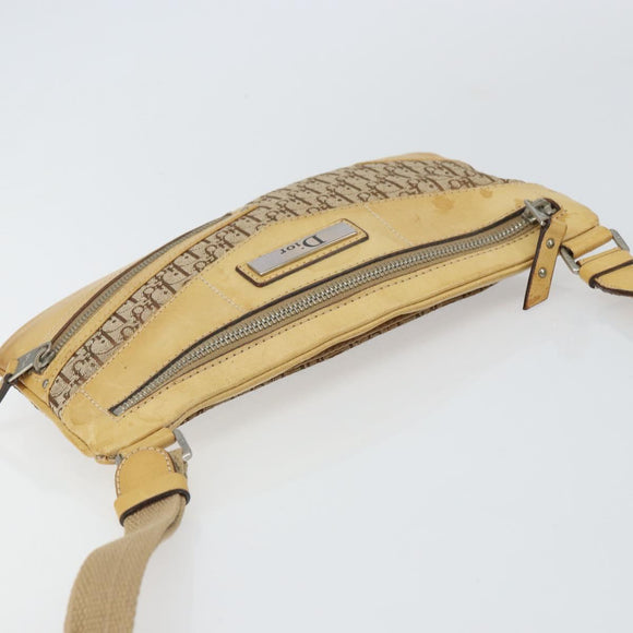 Christian Dior Trotter Canvas Street Chic Shoulder Bag Beige Silver Auth 161759