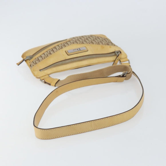 Christian Dior Trotter Canvas Street Chic Shoulder Bag Beige Silver Auth 161759