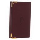 CARTIER Must Line Key Case Leather Bordeaux Gold Auth 161762A-1