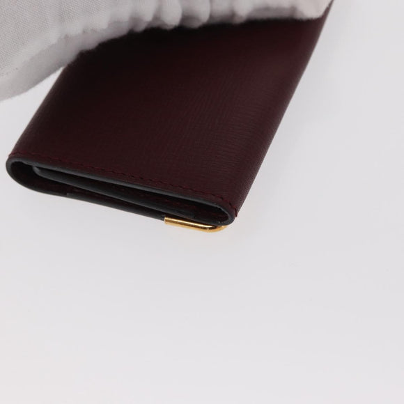 CARTIER Must Line Key Case Leather Bordeaux Gold Auth 161762A