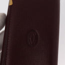 CARTIER Must Line Key Case Leather Bordeaux Gold Auth 161762A-17