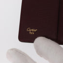 CARTIER Must Line Key Case Leather Bordeaux Gold Auth 161762A-18