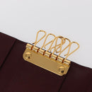 CARTIER Must Line Key Case Leather Bordeaux Gold Auth 161762A-9