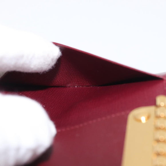 CARTIER Must Line Key Case Leather Bordeaux Gold Auth 161762A