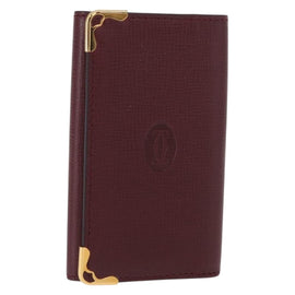 CARTIER Must Line Key Case Leather Bordeaux Gold Auth 161762V