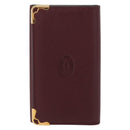 CARTIER Must Line Key Case Leather Bordeaux Gold Auth 161762A-13