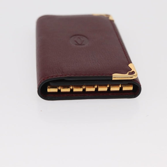 CARTIER Must Line Key Case Leather Bordeaux Gold Auth 161762V