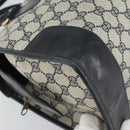 GUCCI GG Supreme Sherry Line Boston Bag PVC Navy Gold Auth 161763-14