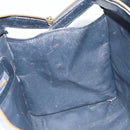 GUCCI GG Supreme Sherry Line Boston Bag PVC Navy Gold Auth 161763-18