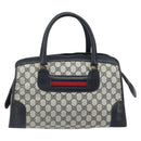 GUCCI GG Supreme Sherry Line Boston Bag PVC Navy Gold Auth 161763-13