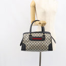 GUCCI GG Supreme Sherry Line Boston Bag PVC Navy Gold Auth 161763-21