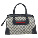 GUCCI GG Supreme Sherry Line Boston Bag PVC Navy Gold Auth 161763-2