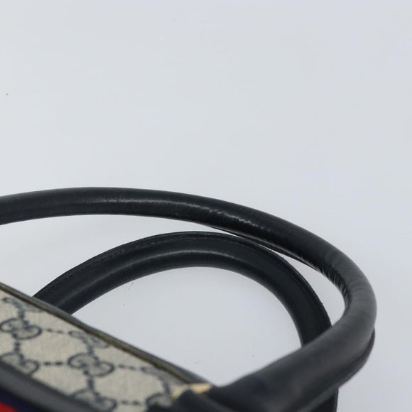GUCCI GG Supreme Sherry Line Boston Bag PVC Navy Gold Auth 161763